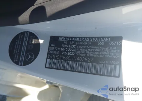 2017 Mercedes-Benz Cla from USA, damaged, VIN WDDSJ4EB0HN403827